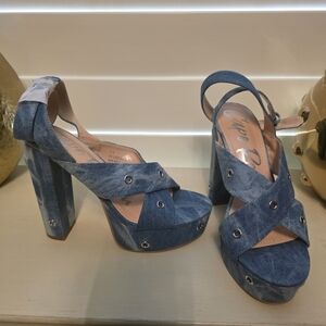New Cape Robbin Blue Denim Platform Heels
